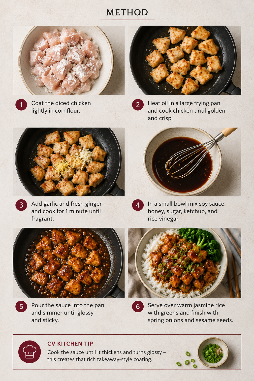 Sticky Ginger Chicken Cooking Method